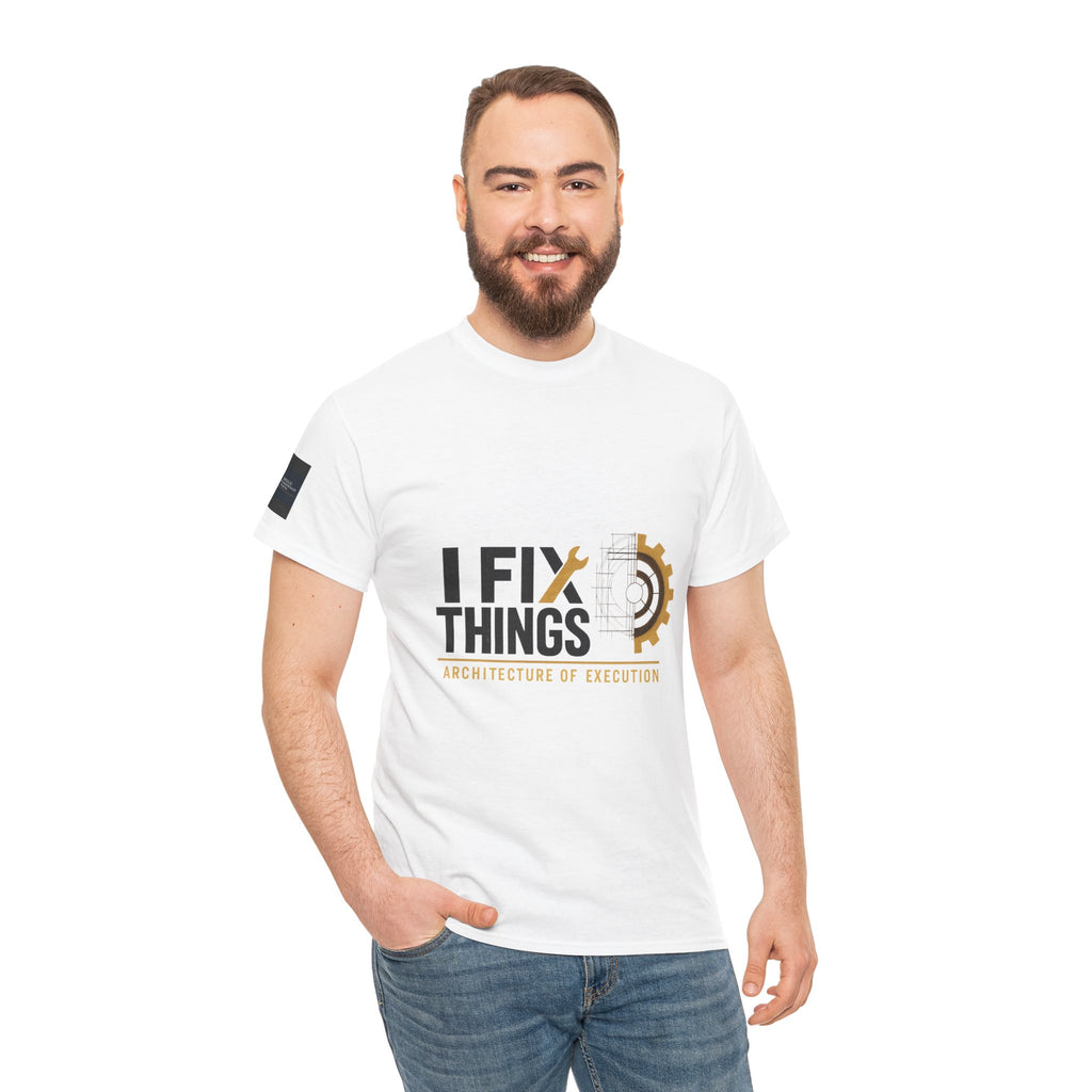 Official Bold Leadership Path™ ‘I FIX THINGS’ Vault Uniform t-shirt featuring the ‘EXECUTION REVEALS STRUCTURE’ graphic on the back. Premium apparel for leadership execution and system installation.*