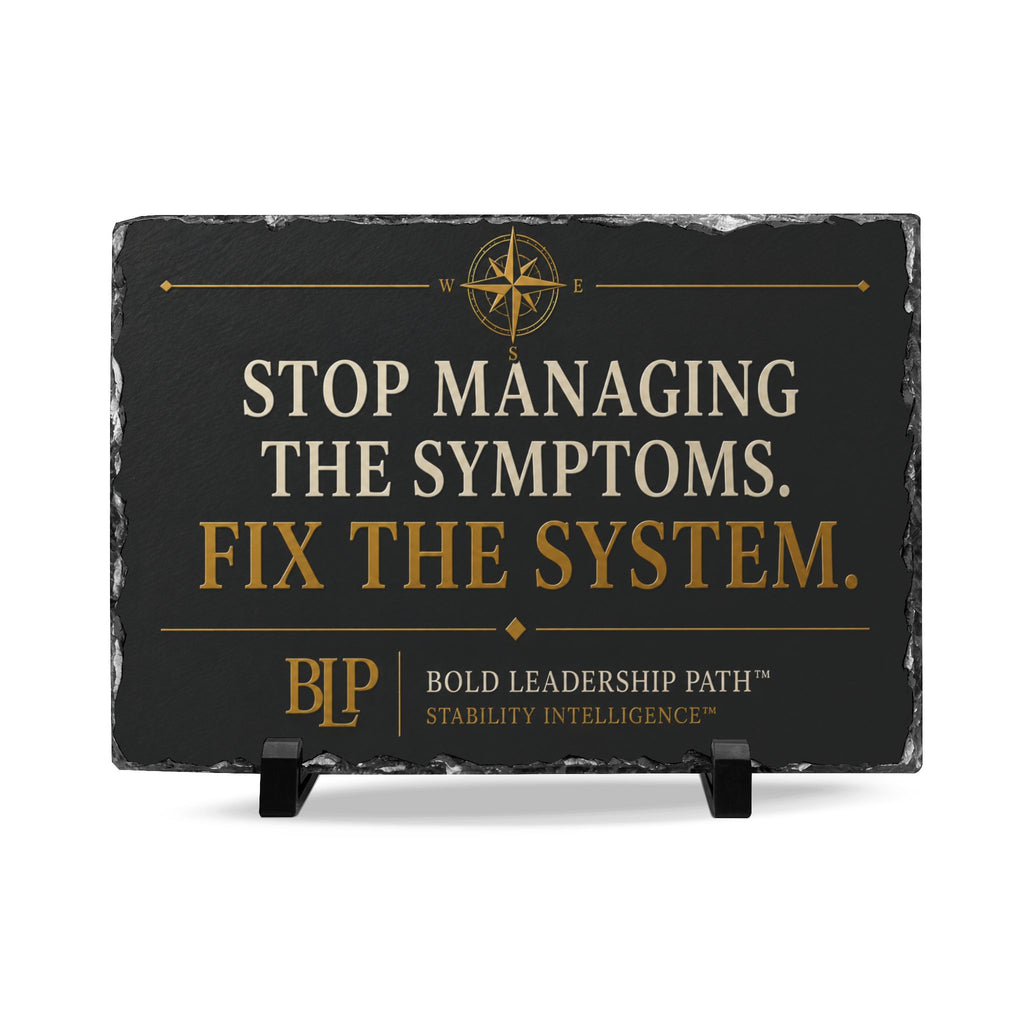 Slate Desk Plaque — "Stop Managing the Symptoms. Fix the System."