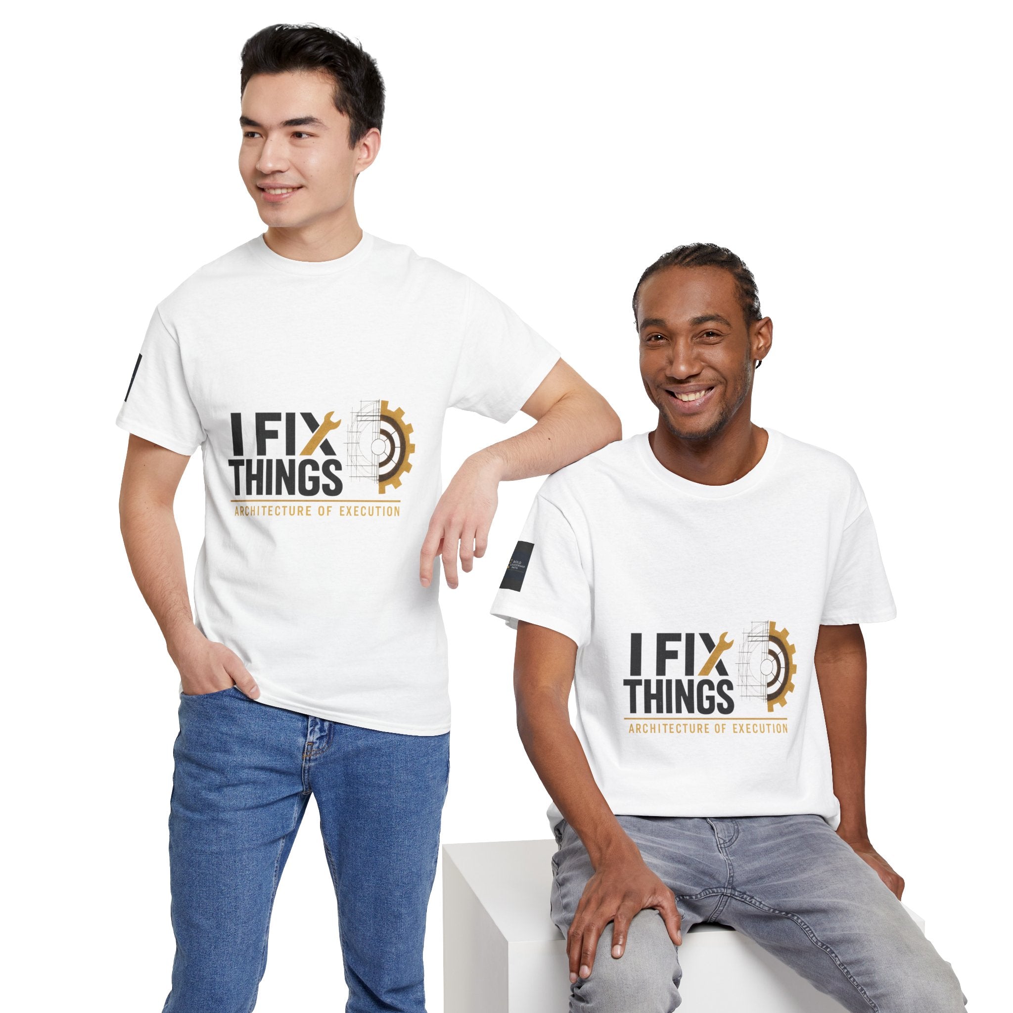 Official Bold Leadership Path™ ‘I FIX THINGS’ Vault Uniform t-shirt featuring the ‘EXECUTION REVEALS STRUCTURE’ graphic on the back. Premium apparel for leadership execution and system installation.*