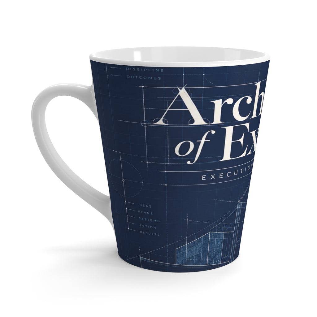 Architecture of Execution Latte Mug — Blueprint Design Coffee Cup for Architects & Executives