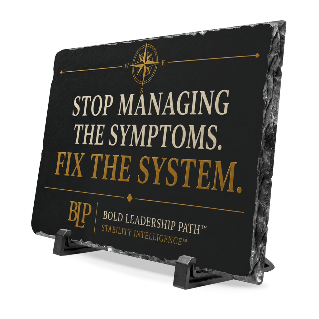 Slate Desk Plaque — "Stop Managing the Symptoms. Fix the System."