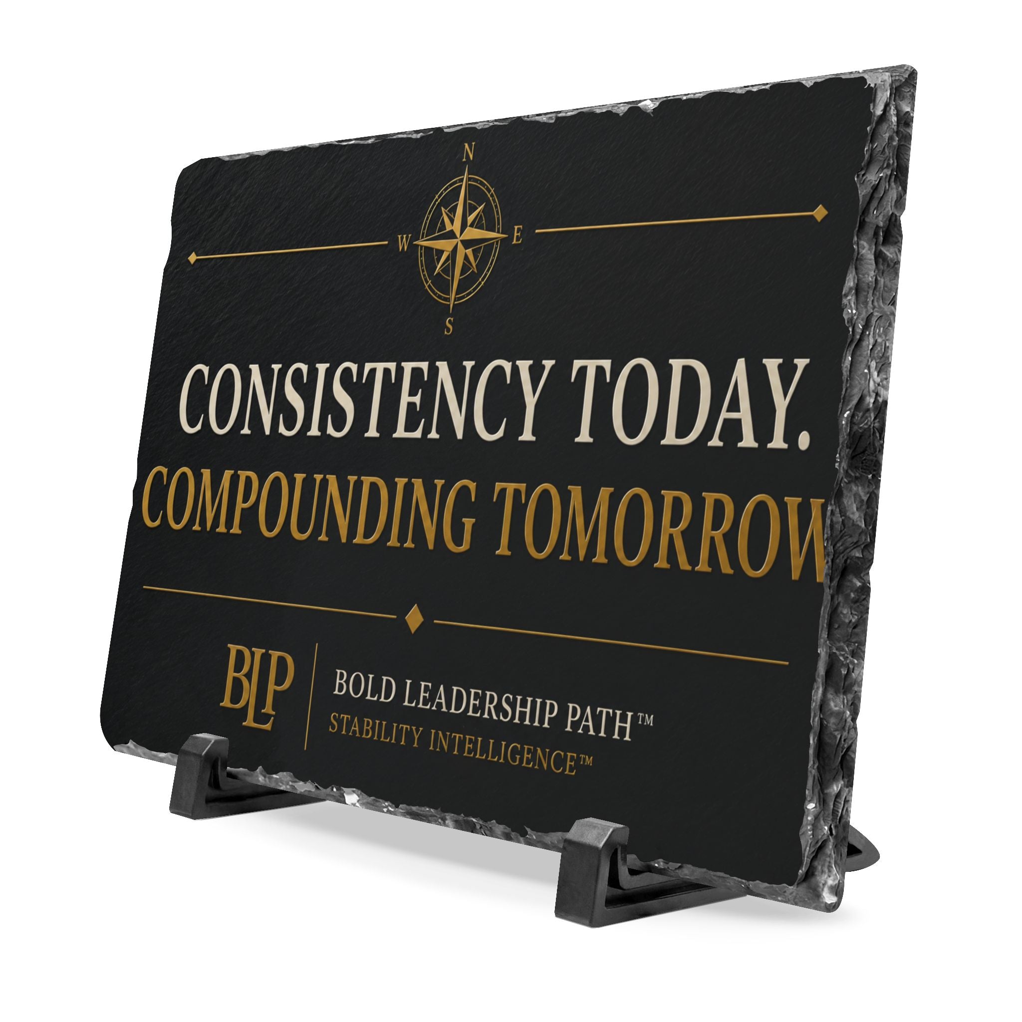 Slate Desk Plaque — "Consistency Today. Compounding Tomorrow."