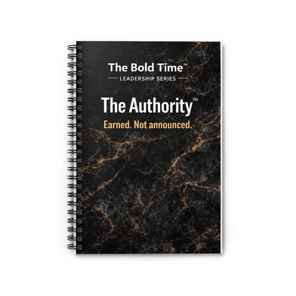Premium hardcopy leadership journal "The Authority" by Bold Leadership Path, featuring a sleek cover for command and clarity in emotional intelligence for leaders.
