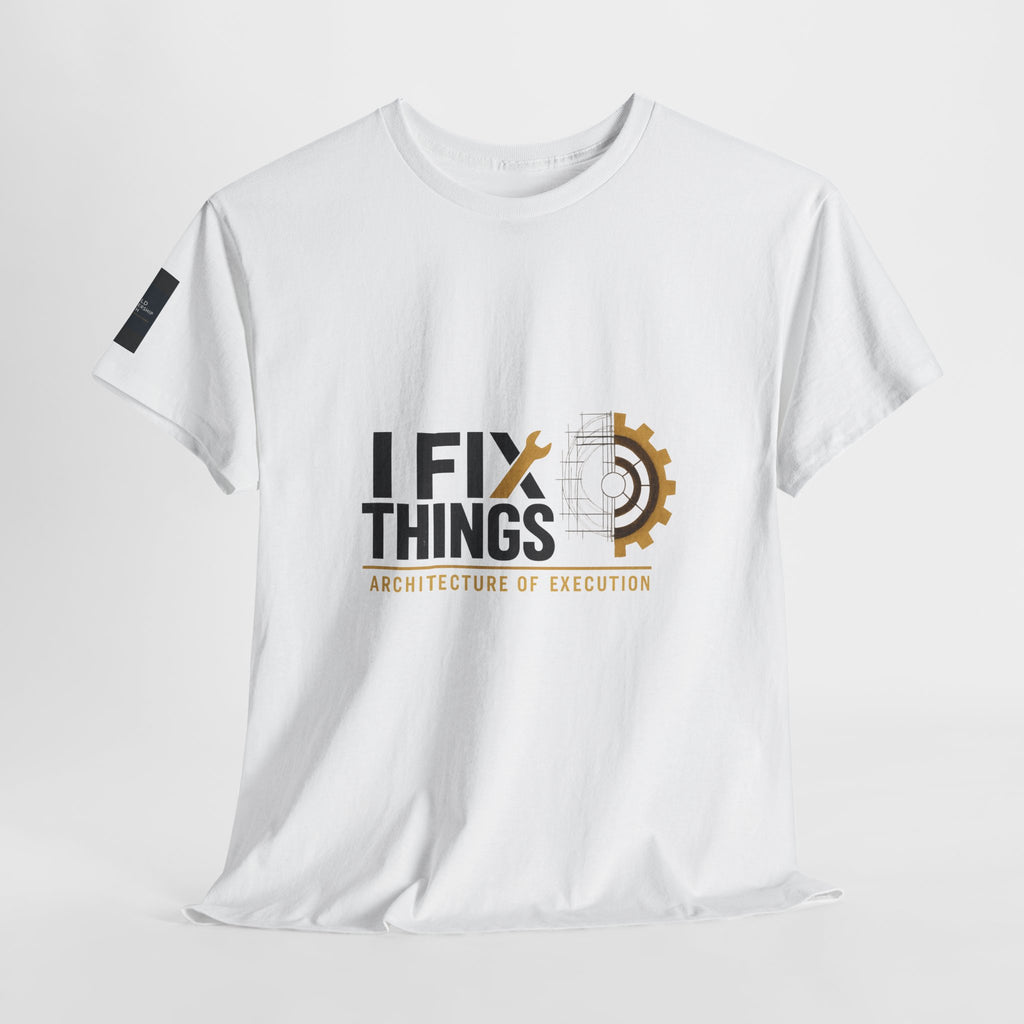 Official Bold Leadership Path™ ‘I FIX THINGS’ Vault Uniform t-shirt featuring the ‘EXECUTION REVEALS STRUCTURE’ graphic on the back. Premium apparel for leadership execution and system installation.*