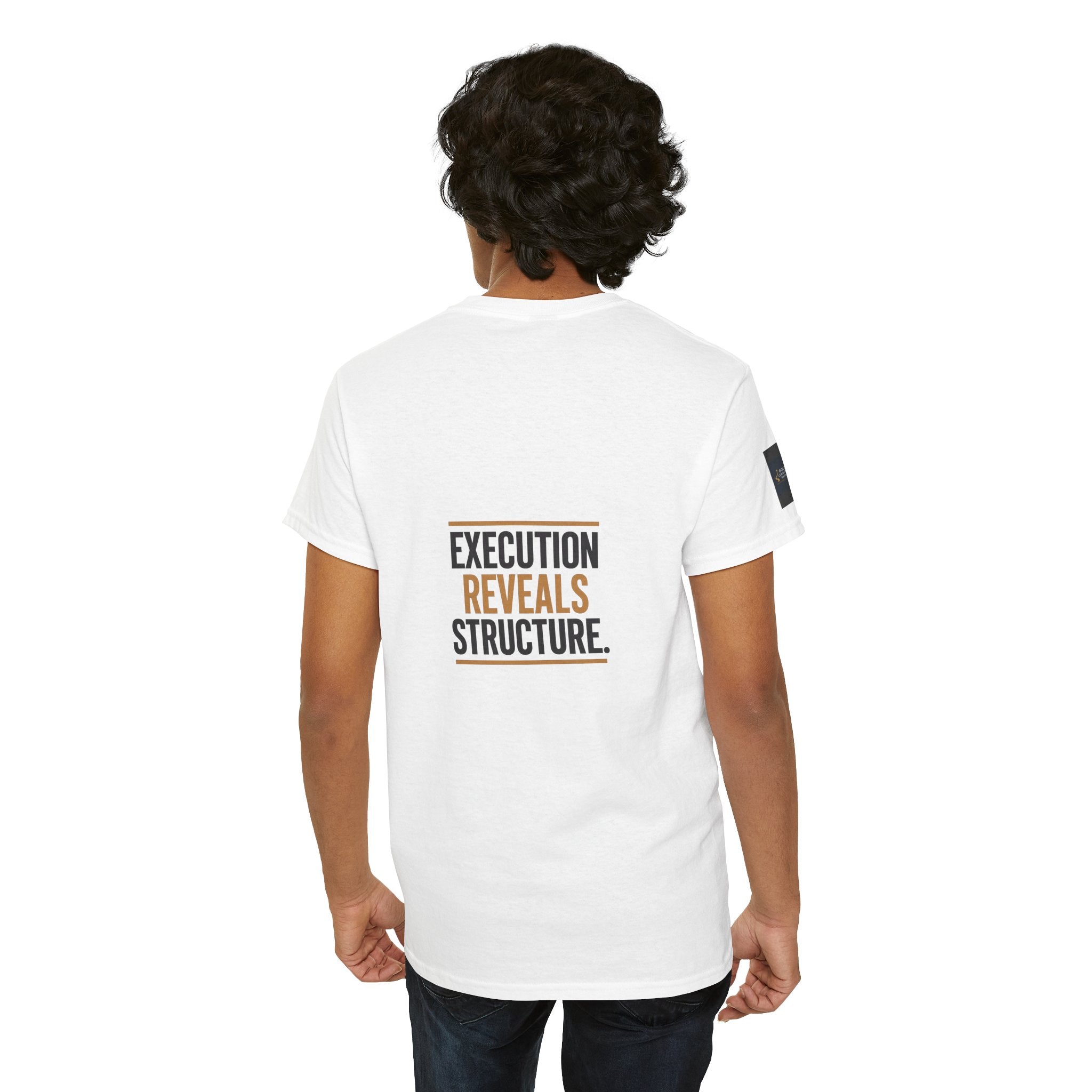 Official Bold Leadership Path™ ‘I FIX THINGS’ Vault Uniform t-shirt featuring the ‘EXECUTION REVEALS STRUCTURE’ graphic on the back. Premium apparel for leadership execution and system installation.*