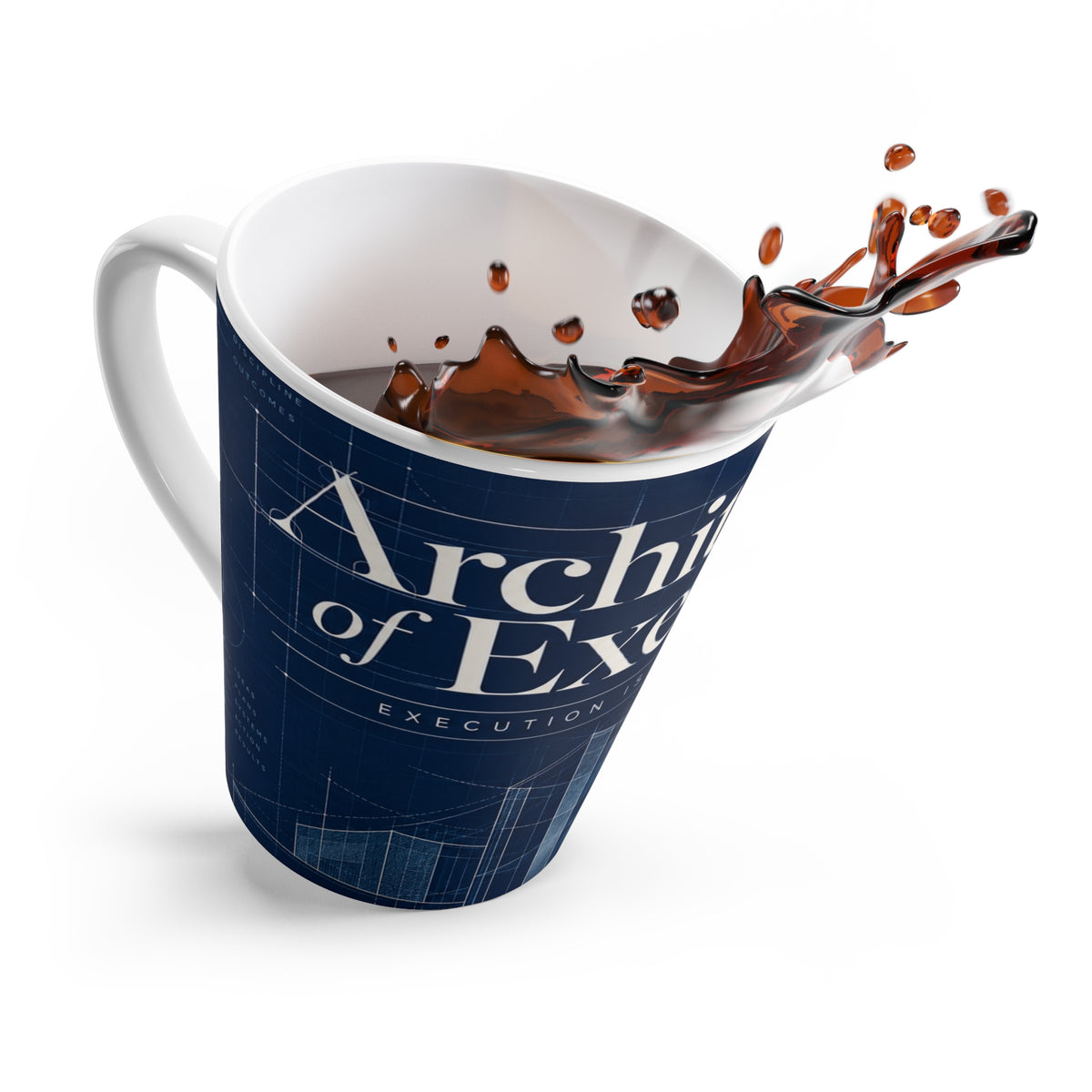 Architecture of Execution Latte Mug — Blueprint Design Coffee Cup for Architects & Executives