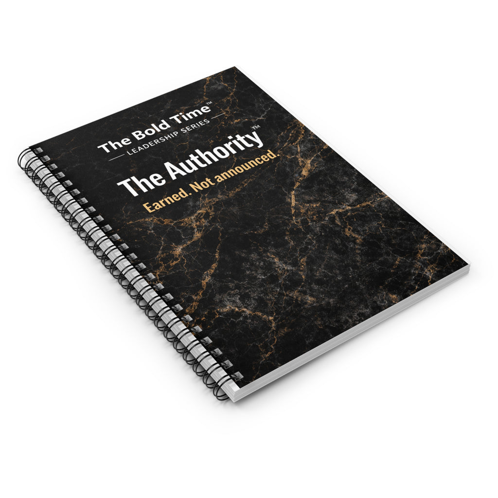 Premium hardcopy leadership journal "The Authority" by Bold Leadership Path, featuring a sleek cover for command and clarity in emotional intelligence for leaders.
