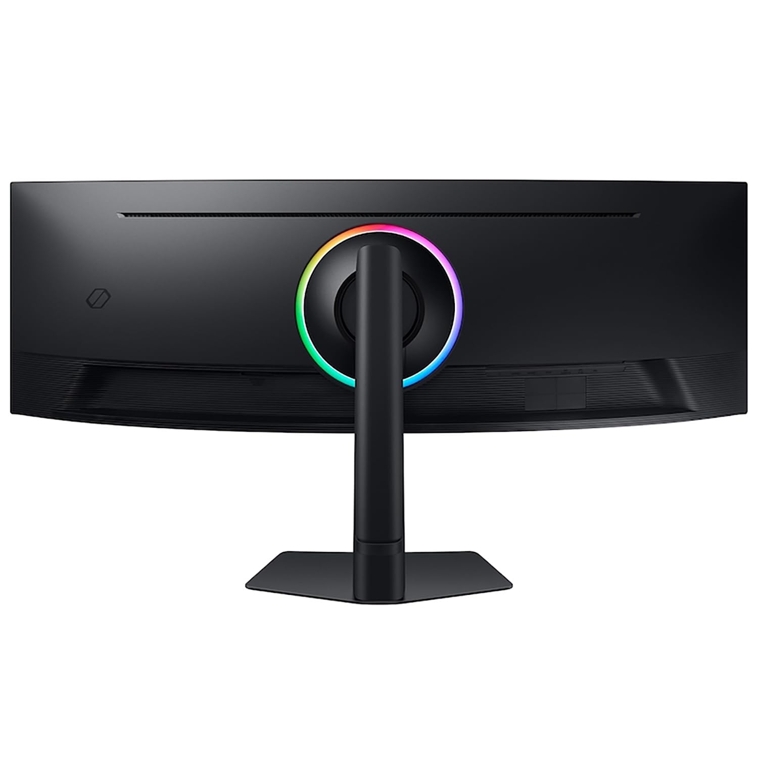 A Samsung Odyssey G9 49-inch Ultrawide monitor setup on a sleek executive desk, representing efficiency and multitasking for agency leaders.
