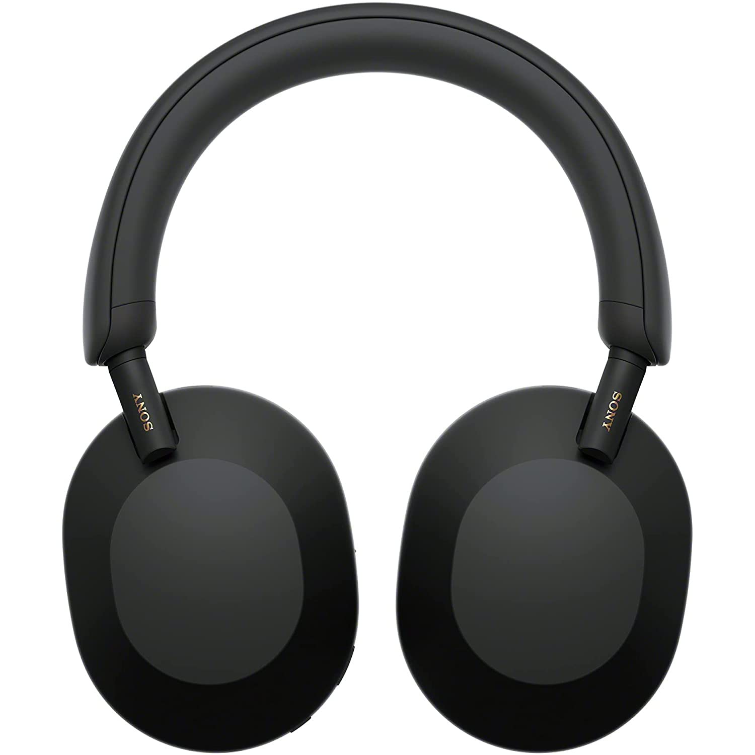 Premium black Sony WH-1000XM5 noise-canceling headphones resting on a minimalist matte black stand against a dark, textured background. Features the Bold Leadership Path logo in gold.