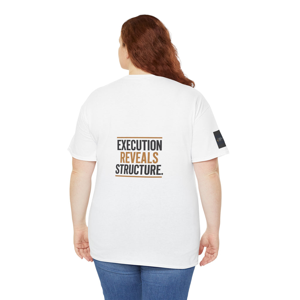 Official Bold Leadership Path™ ‘I FIX THINGS’ Vault Uniform t-shirt featuring the ‘EXECUTION REVEALS STRUCTURE’ graphic on the back. Premium apparel for leadership execution and system installation.*