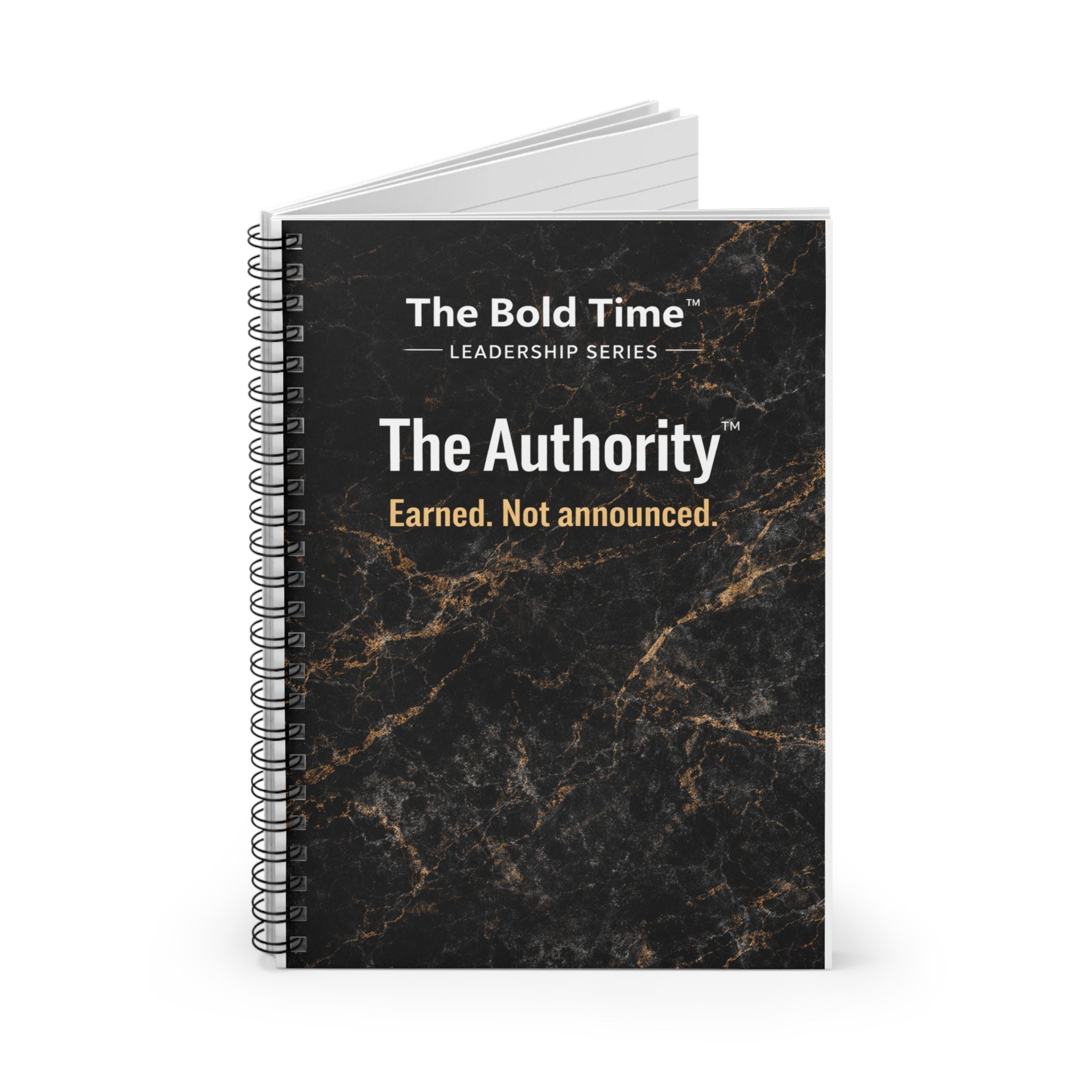Premium hardcopy leadership journal "The Authority" by Bold Leadership Path, featuring a sleek cover for command and clarity in emotional intelligence for leaders.
