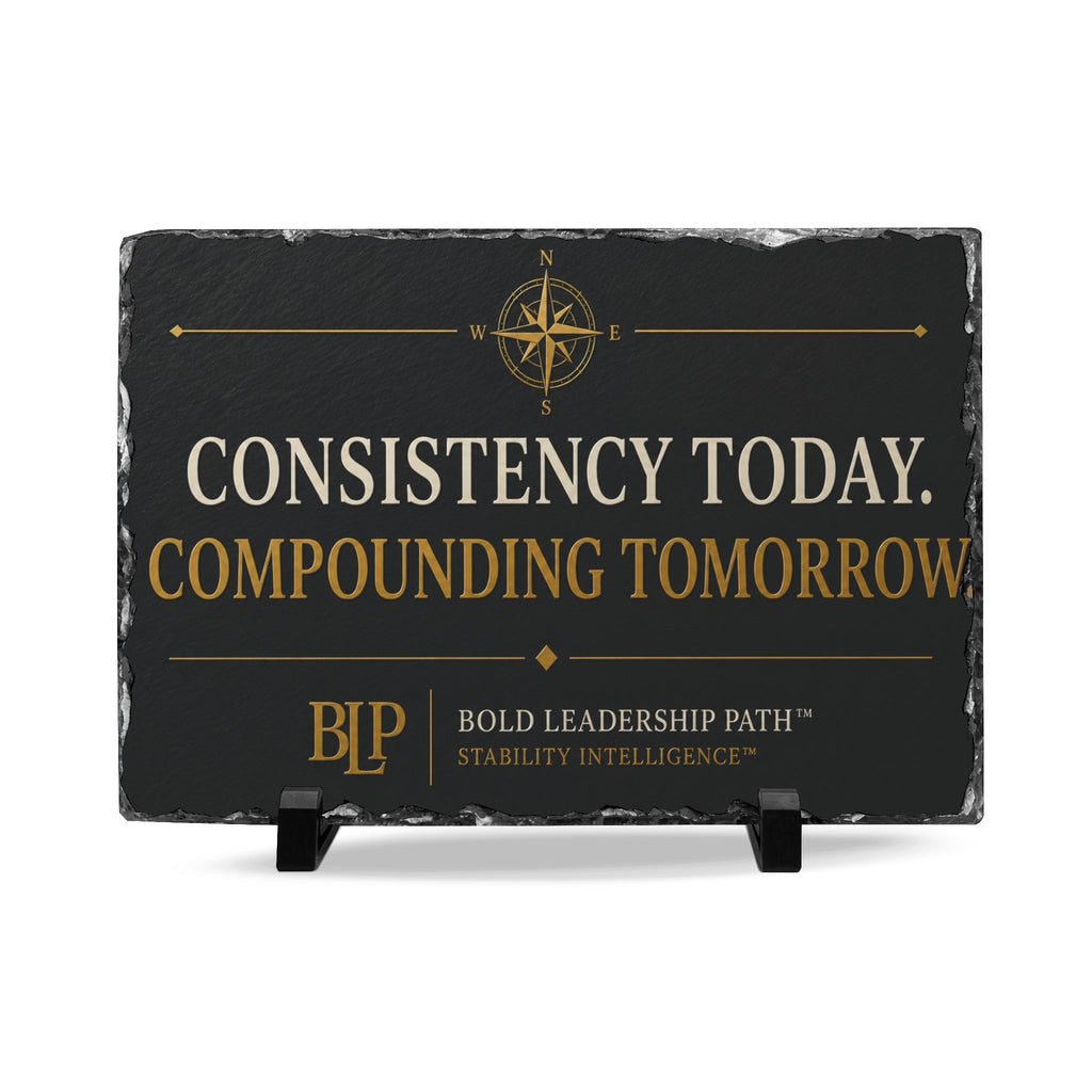 Slate Desk Plaque — "Consistency Today. Compounding Tomorrow."