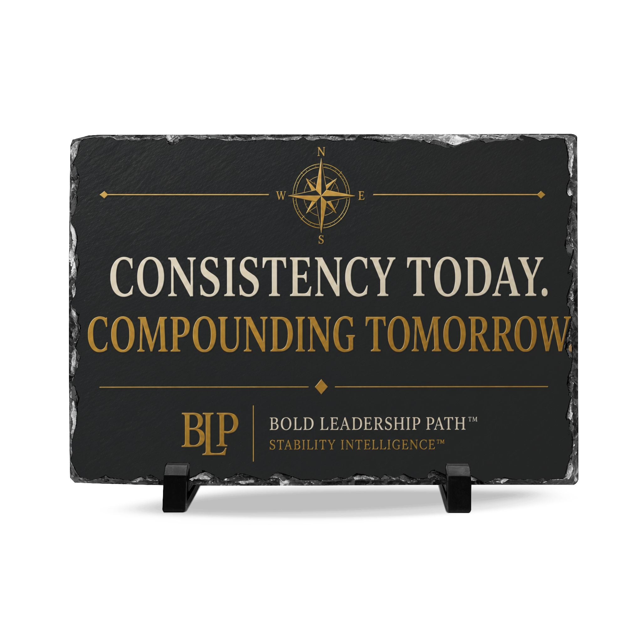 Slate Desk Plaque — "Consistency Today. Compounding Tomorrow."