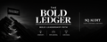 Promotional graphic for 'The Bold Ledger' with mountain and logo design.