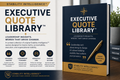 Book titled 'Executive Quote Library' by Stability Intelligence on a wooden surface with a blurred background.