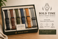 Box of Bold Time watch bands with five different styles