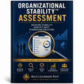 Book titled 'Organizational Stability Assessment' with a magnifying glass and graphs on the cover.