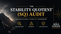 Promotional graphic for 'The Stability Quotient (SQ) Audit' with mountainous landscape background.