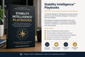 Book titled 'Stability Intelligence Playbooks' on a wooden surface with promotional text about the book's content.